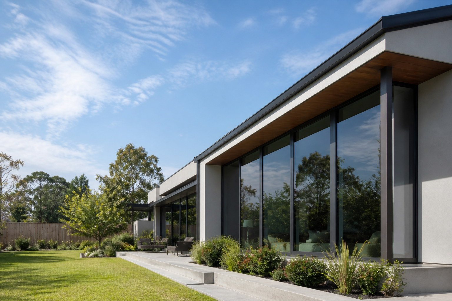 Tinted windows on a modern home